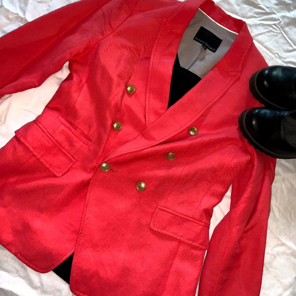 Banana Republic Blazer Salmon Gold Buttons Size 4